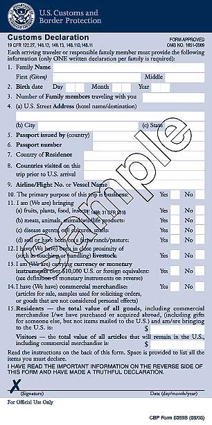 Customs Form Front